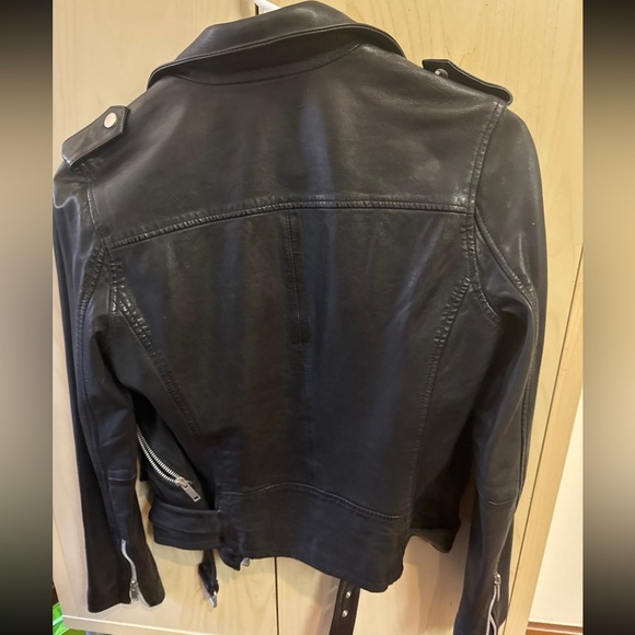 Aqua Belted Leather Jacket, XS - Picture 3 of 3